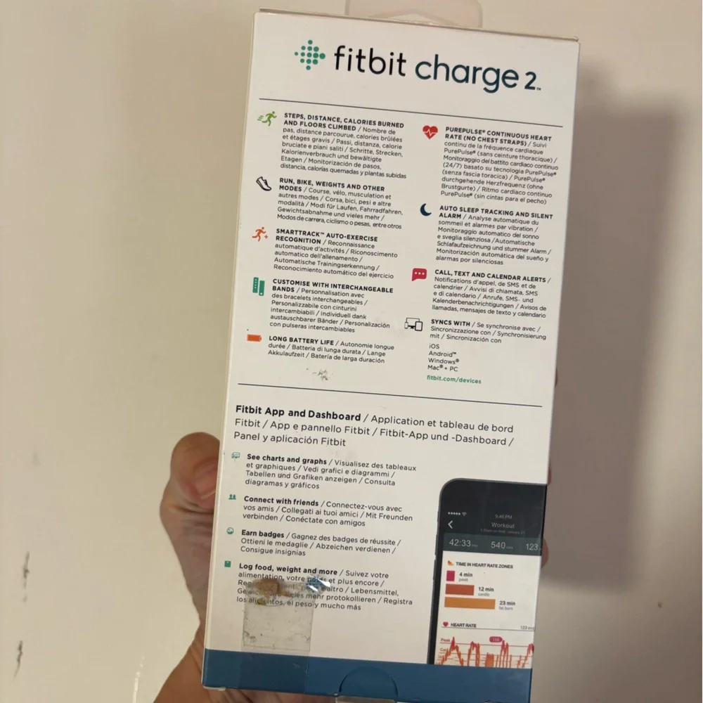 Fitbit‎ Charge 2 Heart Rate + Fitness Wristband, Blue, Large